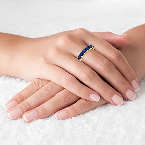 Sterling Silver Rhodium Polished 4mm Multi Color Asscher Princess Cut Cubic Zirconia Eternity Band for Women | AAA Cubic Zirconia Gemstone Engagement Wedding Band Ring | Sizes 5-102