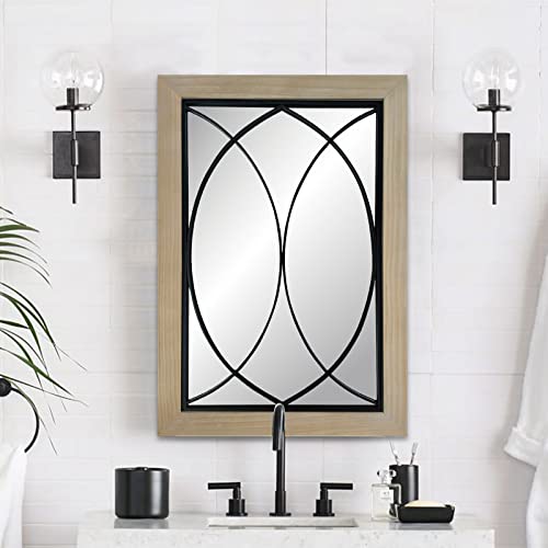 Fensterspiegel Wanddekoration Bauernhaus Spiegel für Wohnzimmer Wandspiegel Dekorativ für Wohnzimmer, Holzrahmenspiegel für Schlafzimmer, Badezimmer Fenster Rahmen Spiegel Cover