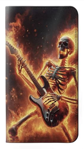 Étui flip iPhone squelette de feu housse cuir protection portable
