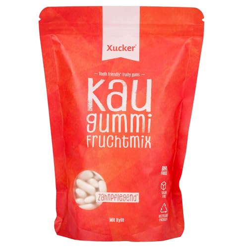 Xucker Zuckerfreie Zahnpflege Kaugummis Fruchtmix - Xylit Kaugummi zuckerfrei mit Frucht-Geschmack I Vegane Xylitol Kaugummis I Zahnpflege & gegen Mundgeruch I 600g Nachfüllpack (Fruchtmix)