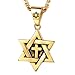 Produktbild PROSTEEL 18k vergoldet Talisman Hexagramm mit Kreuz Anhänger Halskette Judische Davidstern Amulett mit 55+5cm Singapurkette Modeschmuck Accessoire für Herren