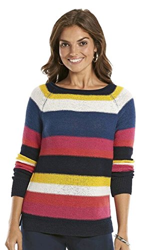 Chaps Petite Women's Striped Boatneck Sweater (Pxl) #TOP19