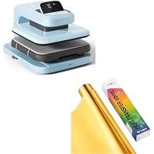 HTVRONT Auto Heat Press 2 & Gold Metallic HTV Vinyl - 12x 5ft