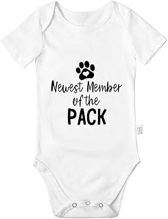 Newest Member of the Pack Bodysuit, Baby Boys Girls Cotton Romper Jumpsuit Outfits Short-Sleeve 0-24 Months
