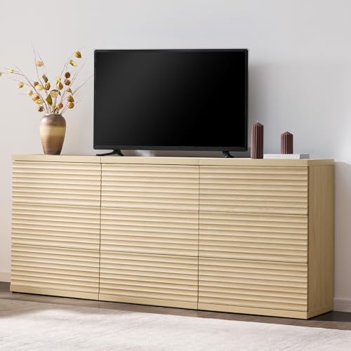 Image of SICOTAS Buffet Cabinet with Storage, Fluted Accent Sideboard Modern Credenza with Larger Drawers, Mid Century Media Console Coffee Bar Table Liquor Cabinet for Dining Room Entryway Kitchen (4 Pieces)