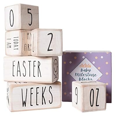 Baby Monthly Milestone Blocks - 6 Blocks, The Most Complete Set, Baby Photography Props for Social Media, Rustic Baby Nursery Decor (White)