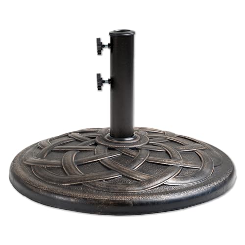 Helios&Hestia 42 lb Heavy Duty Round Resin Patio Umbrella Base Stand Weight for Outdoor Market Table Umbrella, Bronze by Helios&Hestia - Used condition - CA$94.99