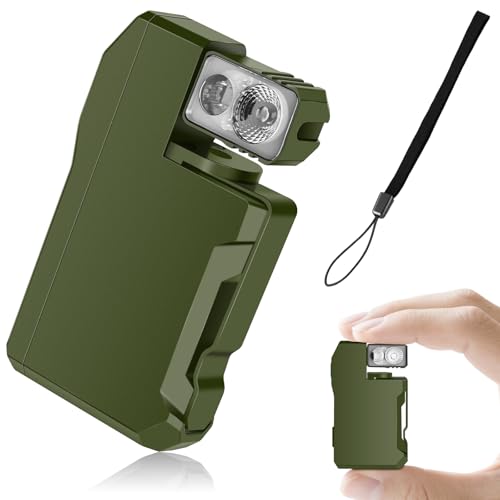 FLYSH G5 Rechargeable EDC Flashlight, Powerful RGB Flashights, 400 Lumens Portable Flat Mini Flashlights, IP68 Waterproof Multi-Mode Small Keychain Flashlight for Camping, Emergency (Green)