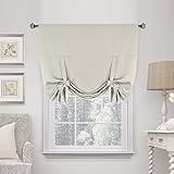 H.Versailtex Thermal Insulated Blackout Curtain Tie Up Window Shade (Rod Pocket Panel) - 42' Wide by 63' Long - Cream