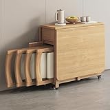 Gain de place : Table pliante de 1,4 m avec 1 tiroir de rangement ; 4 chaises pliantes en bois massif peuvent être rangées au centre. Se replie facilement lorsqu'elle n'est pas utilisée. Idéale for la cuisine, la salle à manger, le bureau, l'atelier, etc. Elle peut servir de bureau une fois dépliée et de meuble de rangement une fois repliée.