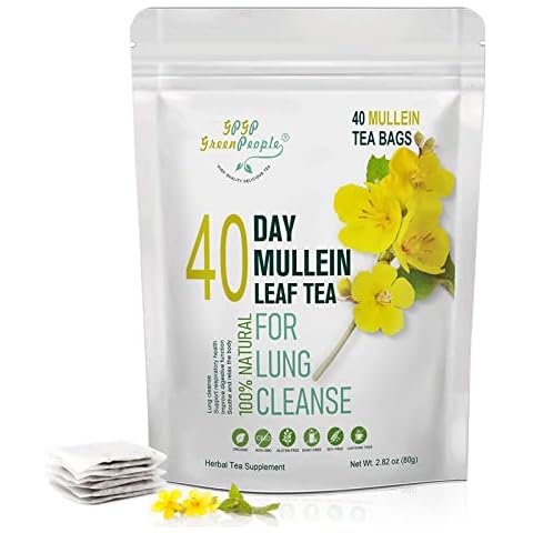 Mullein Leaf Tea for Lungs Cleanse and Immune Support, 100% Natural, Caffeine Free, 40 Tea Bags Cover