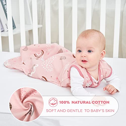 Looxii Baby Sleeping Bag 0.5 TOG 100% Cotton Soft Newborn Sleepsack Unisex Baby Wearable Blanket for Boys and Girls 6-12 Months - Pink - Image 4