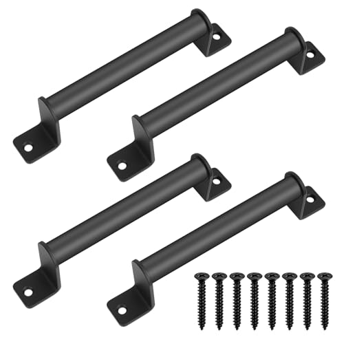 QJKEJI 4 Stück Türgriffe Schwarz für Küchenschränke, Möbelgriffe für Kleiderschrank, Schubladen und Garage