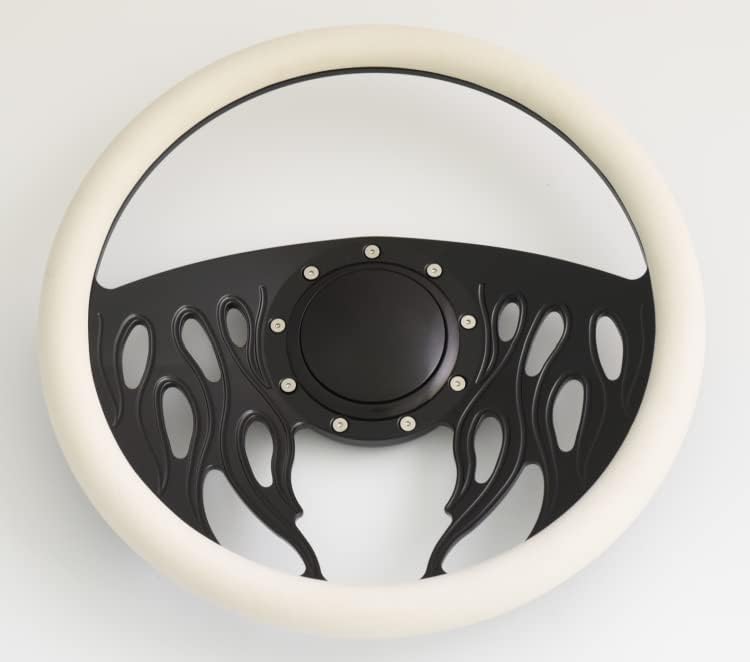 Flashpower 14'' Billet Half Wrap 9 Bolts Steering Wheel with 2'' Dish and Horn Button(Black)