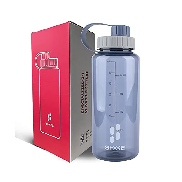 SHOKE-1-Liter-Water-Bottle-32oz-BPA-Free-Non-Toxic-Tritan-Wide-Mouth-Leakproof-Large-Sports-Water-Bottles-with-Handle-Gym-Space-Cup-For-Fitness-Yoga-Workouts-Hiking SHOKE 1 Liter Water Bottle, 32oz BPA Free Non-Toxic Tritan Wide Mouth Leakproof Large Sports Water Bottles with Handle, Gym Space Cup For Fitness Yoga Workouts Hiking with Sponge Bottle Brush