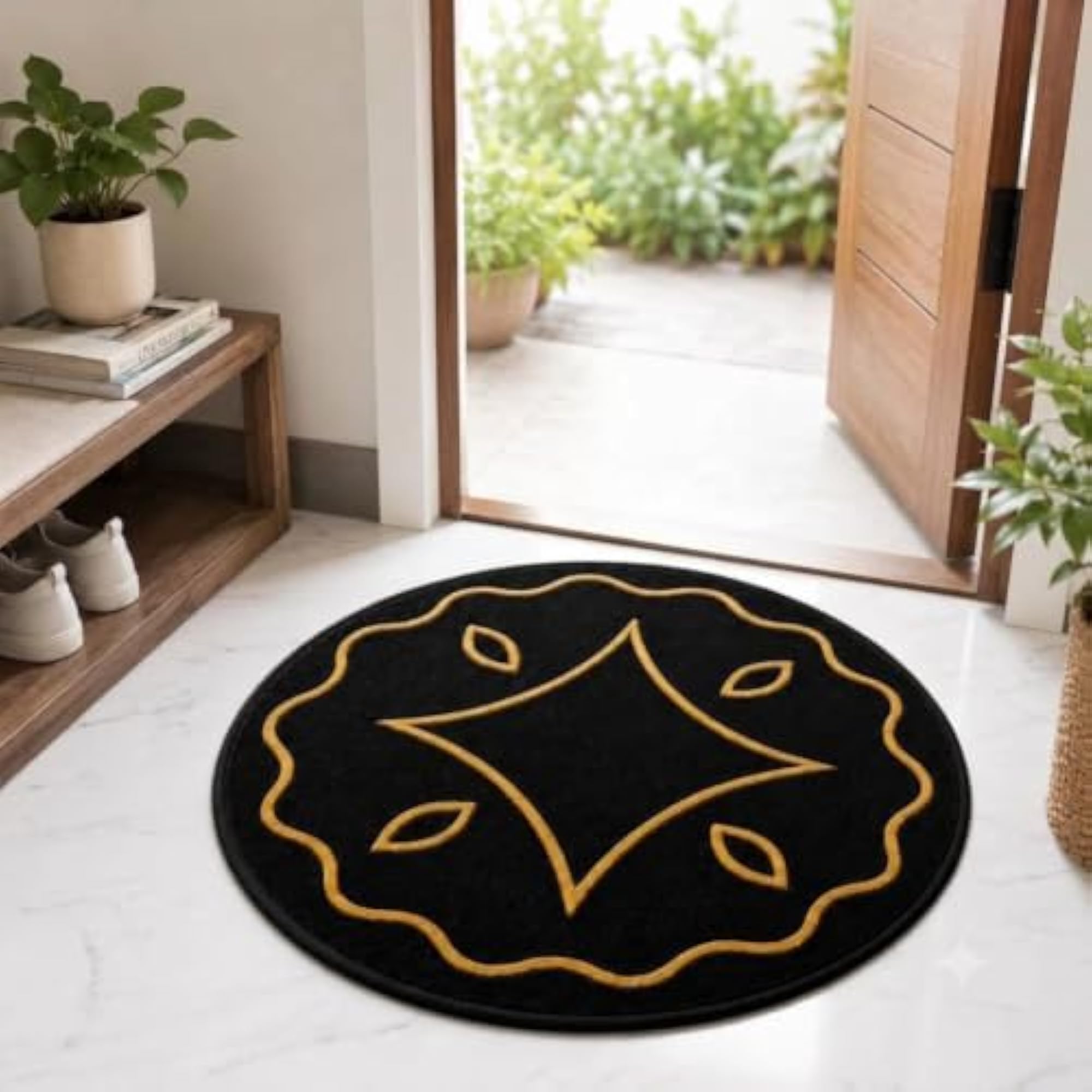 Round Microfiber Bath Mat 23 x 23 Inch, Plush and Anti-Slip