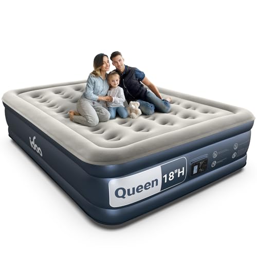 iDOO Queen Air Mattress with Built in Pump, 18 Raised Comfort...