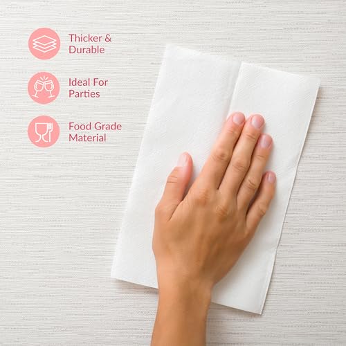 Image of Prestee 400 Linen Feel Disposable Paper Hand Towels - White, Event Supplies, Disposable Guest Towels, Wedding Napkins, Disposable Napkins for Guest Bathroom, Christmas Parties, Holiday Dinners