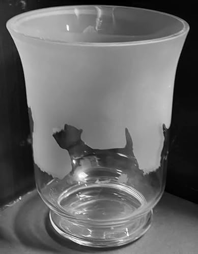 Great British Glass Clear West Highland Terrier "Westie" Frieze - Boxed 14.5Cm Glass Vase/Hurricane Lantern