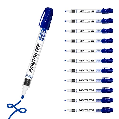 Markal 96825 Paint-Riter+ Valve Action Marker Versatile Surface Compatibility Bold Mark Size 1.8 Blue 12-Pack