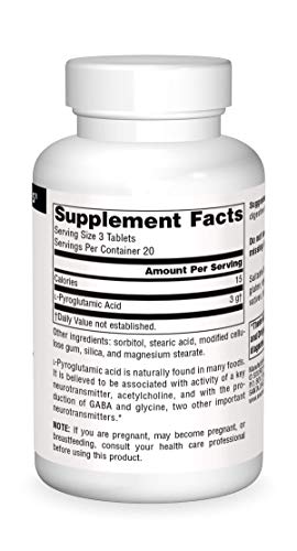 Source Naturals L-Pyroglutamic Acid Dietary Supplement - 60 Tablets #TOP2