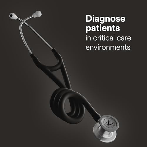 Image of 3M Littmann Cardiology IV Stethoscope, 6177C, 27 inch Black Satin Finish Tube for Added Comfort, Flexibility and Cleanability, Mirror-Finish Chestpiece and Stem, More Than 2X as Loud, Weighs Less