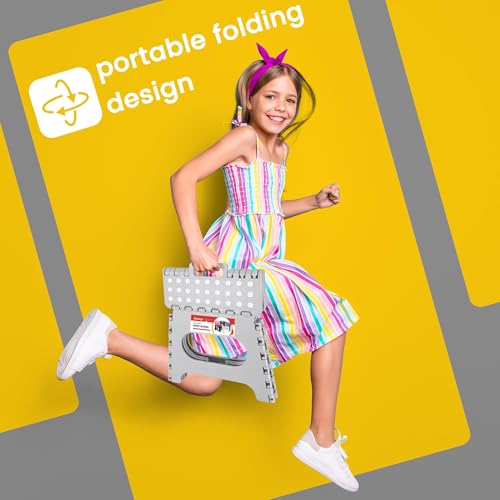 Image of 12 Pack 11 Inch Folding Step Stool, Sturdy Plastic Foldable Step Stool for Kids & Adults, Non Slip Lightweight Collapsible Foot Stools Holds 300 lbs, Ideal for Kitchen, Bathroom, Outdoor, Gray