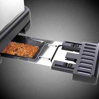 Russell Hobbs Grille Pain [Fente longue 2 Toasts/ 1 Tranche baguette] Victory Acier Inox (6 Niveaux de Brunissage réglables, Surélévation, Décongèle, Réchauffe viennoiserie, 1000W) Toaster 23510-56