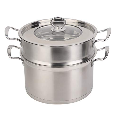 Marmite de 26 cm en acier inoxydable poli avec panier vapeur integre