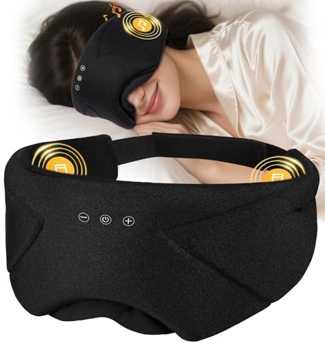 Bluetooth Schlafmaske mit Kopfhörern für Frauen und Männer,Totale Blackout Schlaf Augenmaske mit Reißverschluss Weiche Schlafende Kopfhörer zum Schlafen, die ganze Nacht Komfort für das Reisen,Bett