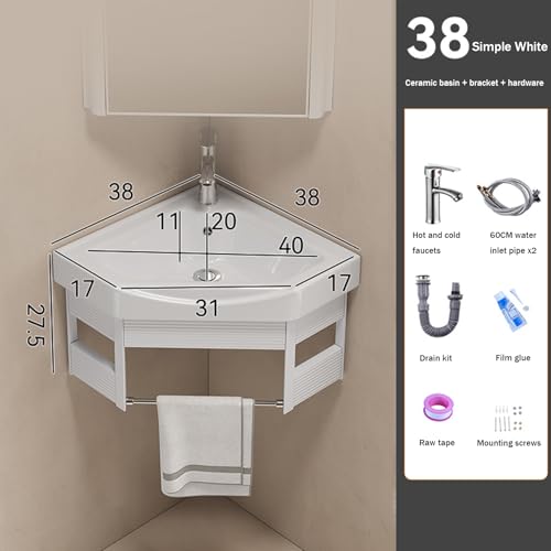 Lavabo de baño de cerámica triangular con almacenamiento para armarios de tocador e inodoros 3