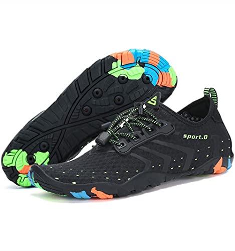 Nexete Water Shoes for Men Barefoot Quick-Dry Aqua Sock Outdoor Athletic Sport Shoes for Kayaking, Boating, Hiking, Surfing, Walking(EU 45,Space Black)