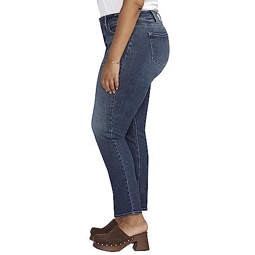 Silver Jeans Co. Women's Plus Size Elyse Mid Rise Comfort Fit Straight Leg Jeans2