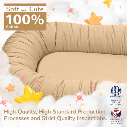 Image of EAQ Baby Lounger, Infant Lounger for Newborn,Portable Baby Nest Cover Breathable & Soft, Newborn Essentials