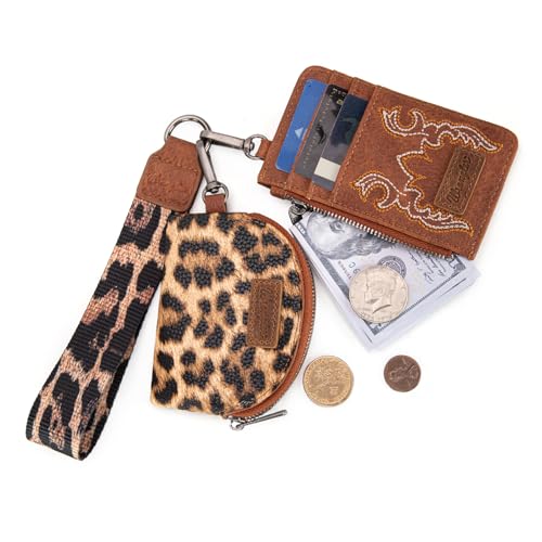 Image of Wrangler Keychain Wristlet Wallets for Women Western Dual Pouch Wristlet Credit Card Holder Wallet
