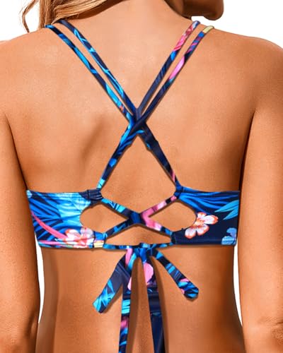 Image of Holipick Twist Front Bikini Tops for Women - Push Up Bathing Suit Top Padded Swimsuit Top