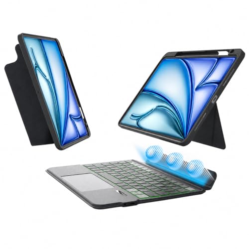 Image of EIP Magnetix Keyboard for iPad Air 13 in M4 /M3 /M2 | Magnetic Detachable Cover with Precision Trackpad, 7-Color Backlit Keys, Slim Protective Smart Folio, Auto Sleep /Wake Support
