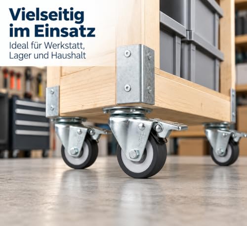 Foto von HRB Rollen mit Bremse 50 mm rasengeeignete Strandkorbrollen mit Bremse Tragkraft 400 kg nutzbar als Rollen für Möbel, Palettenmöbel oder als Transportrolle, hochwertige Industrierolle