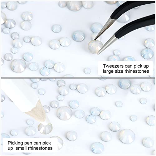 4240Pcs White Opal Flatback Rhinestones 6 Sizes Crystal Diamonds For Nail Art Crafts Clothes Shoes With Tweezers And Picking Pen #TOP3