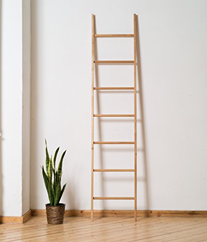 Kleiderleiter Premium Extra lang | Massive Eiche | 212 x 47 x 5,5 cm | 8 Sprossen | als Ablage für Schlafzimmer & Bad | vollständig aufgebaut | Handarbeit aus Deutschland
