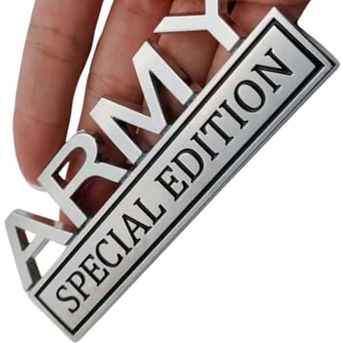 Image of Army Special Edition Emblem with Strong Adhesive, Army Car Emblem 3D Badge Decal Car Truck Replacement Compatible with Universal Vehicle, Truck, SUV (Silver Black)
