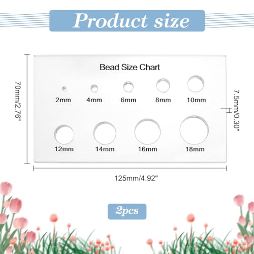 PH PandaHall 2pcs Bead Measuring Ruler Acrylic Clear Circle Template | Bead Size Chart Board, Multi-Function Geometric Stencil, For Beads Stones Gem Diamond, 2/4/6/8/10/12/14/16/18mm