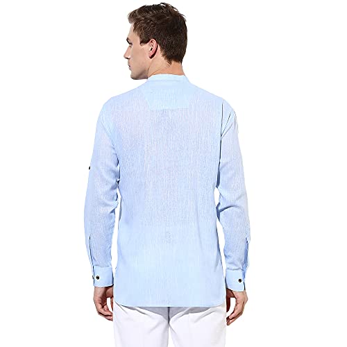 Image of hangup 3 Pc Kurta Pajama Set for Men (Sky Blue Kurta)