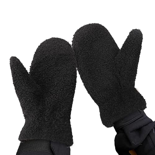 Unisex Plüsche Handschuhe Thermo-Fleece Futter Fäustlinge In Teddyfell Outdoor Fausthandschuh Skihandschuhe Winterhandschuhe Fäustel Handwärmer Gloves Warme Requisiten Für Fahrrad Wandern Skating