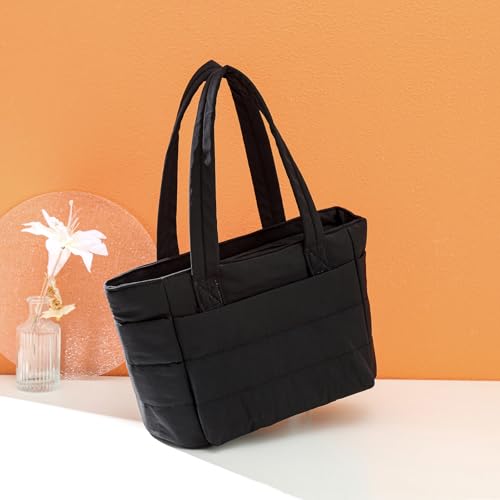 Image of Dreubea Stylish Large Lightweight Puffy Tote Bag for Women - Spacious, Versatile, and Practical Everyday Carry-All for Work, Travel, and Shopping Army Green