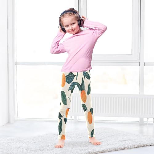 Bolaz Toddler Girls Leggings Printed Yoga Pants Leggings Orange Green Leaves for Kids4