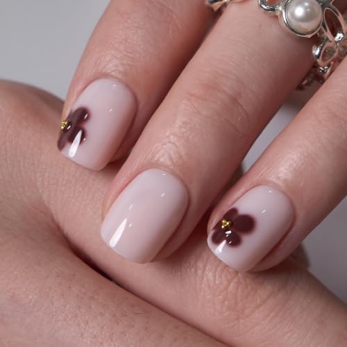 Image of CurvLife Extra Short Square Press On Nails, Pink, Petite Bloom, Soft Gel