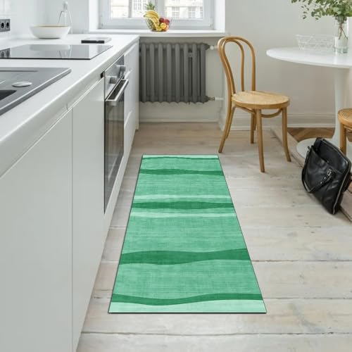 Alfombra de pasillo para cocina y dormitorio verde abstracta 450cm 5