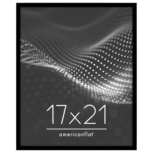 Image of Americanflat 17x21 Picture Frame with Polished Plexiglass - Streamline Collection - Thin Border Picture Frame for Wall Display - Hanging Hardware Included - Black