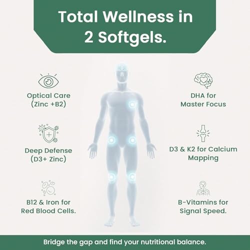 Image of Albae V-Balance | 250mg Algal DHA Omega-3 + 11 Essential Vitamins & Minerals | Targeted Nutrition for Vegetarian & Vegan Diets | Vitamin D3, K2, Calcium, B12 & Iron | 180 Lemon-Scented Softgels